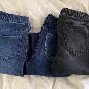 3 pairs of KIDS H&M skinny stretch pull-on jeans with elastic waist size 7